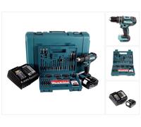 Makita DHP 482 SFK Perceuse-visseuse à percussion sans fil 18V 62Nm + 1x batterie 3,0Ah + chargeur + 100 pcs. jeu de forets à embouts + coffret