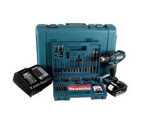 Makita DHP 482 SFK Perceuse-visseuse à percussion sans fil 18V 62Nm + 1x Batterie 3,0Ah + Chargeur + 100x pièces Ensemble Foret + Coffret de transport