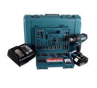 Makita DHP 482 SGK Perceuse-visseuse à percussion sans fil 18V 62Nm + 1x Batterie 6,0Ah + Chargeur + Jeu de mèches - 100 pièces + Mallette de transport