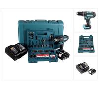 Makita DHP 482 STK Perceuse-visseuse à percussion sans fil 18V 62Nm + 1x batterie 5,0Ah + chargeur + 100 pcs. jeu de forets à embouts + coffret