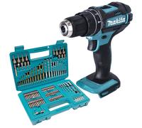 Makita DHP 482 Z Perceuse-visseuse à percussion sans fil 18 V 62 Nm + 102 pces Jeu de forets à embouts - sans batterie, sans chargeur