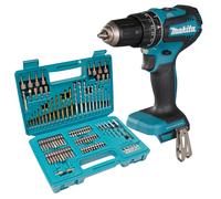 Makita DHP 485 Z Perceuse-visseuse à percussion sans fil 18 V 50 Nm Brushless + 102 pces Jeu de forets Bit - sans batterie, sans chargeur