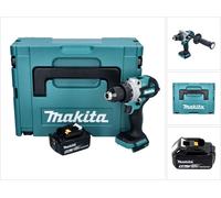 Makita DHP 486 T1J Perceuse-visseuse à percussion sans fil 18 V 130 Nm Brushless + 1x batterie 5,0 Ah + Makpac - sans chargeur
