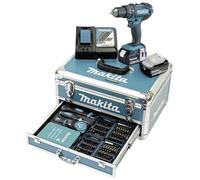 Makita DHP482RFX9 2 vitesses-Perceuse-visseuse à percussion sans fil + 2 batteries, + mallette, + accessoires, + chargeur