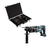Makita DHR 241 Z Marteau perforateur sans fil 18 V Li-Ion avec prise SDS-Plus Solo + Makita D-42444 Jeu de forets-burineurs SDS-Plus 17 pièces en coffret aluminium - sans batterie, sans chargeur
