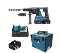 MAKITA Dhr243T1J Perforateur Burineur Sds Plus 2 Joules 24 mm Bl Lxt 18V + 1 Batterie 18V 5Ah Li-Ion Bl1850B + Coffret Makpac