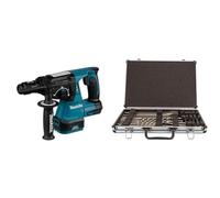 Makita DHR243Z Marteau Perforateur SDS+ sans Fil à 3 Modes, 18 V, Bleu Multicolore & D-42444 Ensemble d'embouts pour perceuse 17 pièces en coffret en alu