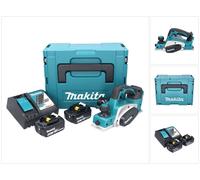 Makita DKP 180 RGJ Rabot sans fil 18 V 82 mm + 2x batterie 6,0 Ah + chargeur + Makpac