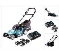 Makita DLM 382 PF4 batterie tondeuse 36 V ( 2x 18 V ) 38 cm 40 l + 4x batterie 3,0 Ah + double chargeur