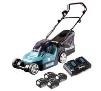 Makita DLM 382 PM4 batterie tondeuse 36 V ( 2x 18 V ) 38 cm 40 l + 4x batterie 4,0 Ah + double chargeur
