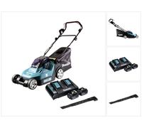 Makita DLM 382 PT2 Tondeuse à gazon sans fil 36 V ( 2x 18 V ) 38 cm 40 l + 2x batterie 5,0 Ah + double chargeur + lame de coupe