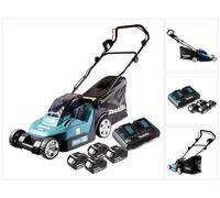 Makita DLM 382 PT4 batterie tondeuse 36 V ( 2x 18 V ) 38 cm 40 l + 4x batterie 5,0 Ah + double chargeur