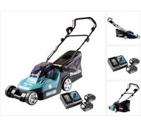 Makita DLM 382 RT2 Batterie tondeuse 36 V ( 2x 18 V ) 38 cm 40 l + 2x batterie 5,0 Ah + chargeur + chargeur de batterie