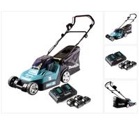 Makita DLM 432 PM4 Tondeuse à gazon sans fil à 36 V (2x 18 V) 43 cm brushless + 4x Batteries 4.0 Ah + Chargeur double