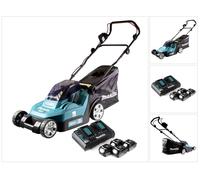 Makita DLM 432 PT4 Tondeuse à gazon sans fil 36 V (2x 18 V) 43 cm brushless + 4x Batteries 5.0 Ah + Chargeur double