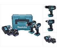 Makita DLX 2127 J1 Kit Perceuse sans fil DDF 482 Z + Visseuse à chocs sans fil DTD 152 + 3x Batteries 3,0 Ah + Chargeur + Makpac