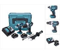 Makita DLX 2145 TJ Twin Pack Perceuse à percussion sans fil 18 V + Boulonneuse à chocs sans fil + 2x Batteries 5.0Ah + Chargeur + Makpac
