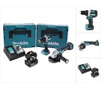 Makita DLX 2190 TJ1 Kit combiné perceuse-visseuse sans fil DDF 484 + meuleuse d'angle sans fil DGA 504 + 2x batterie 5,0 Ah + chargeur + 2x Makpac