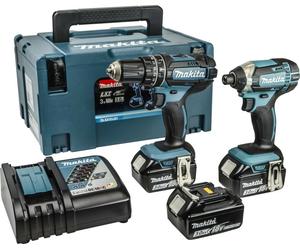 Makita DLX2131JX1 - Pack D'outils Sans-fil 18V Li-ion - Perceuse Visseuse À Percussion (DHP482) & Visseuse À Percussion (DTD152) - Batterie (3x 3,0 Ah) - MAKPAC