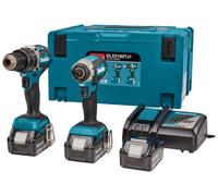 Makita DLX2180TJ1 Perceuse À Percussion Sans-fil (DHP484) & Visseuse À Percussion Sans-fil (DTD153) - 18V Li-ion (3x 5,0 Ah) - Mbox - Brushless