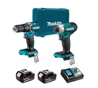 Makita DLX2414ST Set DHP487 Perceuse à percussion sans fil + DTD157 Visseuse à Chocs 18V - 2X5.0Ah Batteries + chargeur en coffret