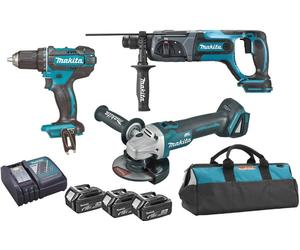 Makita DLX3078TX1 Ensemble de 3 machines DGA504+DHR241+DDF482 (3x5,0Ah+DC18RC)
