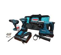 Makita DLX3089T Perceuse À Percussion Sans Fil 18 V (DDF482 ) & Marteau Perforateur (DHR243) & Visseuse À Percussion (DTD153) - Batterie 5,0 Ah (2 Pièces) Dans Un Sac