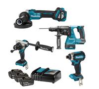 Makita DLX4158TJ Kit Combiné 4 Pièces (3 Batteries 5,0 Ah + Chargeur De Batterie)