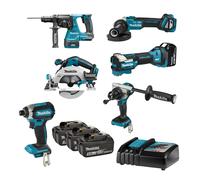 Makita DLX6126JX1 Kit Combiné 6 Pièces (3 Batteries 5,0 Ah + Chargeur De Batterie)