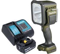Makita DML 812 ST1 Projecteur portatif sans fil 18 V 1250 lm LED Olive Grn Outdoor Adventure Edition spéciale + 1x batterie 5,0 Ah + chargeur
