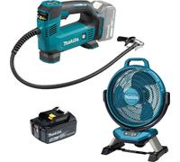 Makita DMP180F1 Compresseur sur batterie 18V / 1x batterie 3,0 Ah + DCF301Z Ventilateur sur batterie