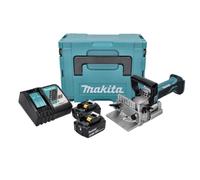 Makita DPJ 180 RGJ Machine à rainurer sans fil 18 V 100 mm + 2x Batteries 6,0 Ah + Chargeur + Makpac