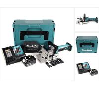 Makita DPJ 180 RT1J Fraiseuse à rainurer sans fil, 18 V Li-Ion + 1x Batterie 5,0 Ah + Chargeur + Makpac