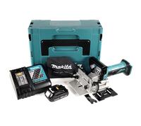 Makita DPJ 180 RY1J 18 V Li-Ion Fraiseuse rainureuse sans fil en Makpac + 1 x 1.5 Ah batterie + chargeur + chargeur de batterie.