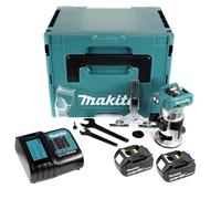Makita DRT 50 RTJ 18 V Li-Ion Affleureuse plaque de plâtre sans fil Brushless avec boîtier Makpac + 2x Batteries BL 1850 5,0 Ah + Chargeur DC18RC
