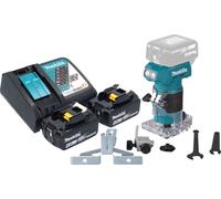 Makita DRT 52 RG Fraiseuse de bords sans fil 18 V 6 mm Brushless + 2x batterie 6,0 Ah + chargeur