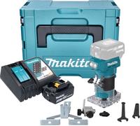 Makita DRT 52 RT1J Affleureuse sans fil 18 V 6 mm Brushless + 1x batterie 5,0 Ah + chargeur + Makpac