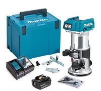 Makita DRT50ZJ Défonceuse stratifiée 18 V 6,35 mm 1 batterie 5,0 Ah BL1850 + chargeur DC18RC et étui