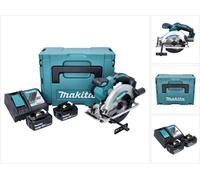 Makita DSS 610 RTJ Scie circulaire à main sans fil 18 V 165 mm + 2x Batteries BL 1850 B 5 Ah + Chargeur DC18RC + Makpac