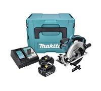Makita DSS 611 RTJ 18V Li-ion Scie Circulaire sans fil 165mm + Boîtier Makpac + 2x Batteries BL1850 5,0 Ah + Chargeur DC 18 RC