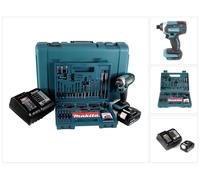 Makita DTD 152 SGK Clé à choc sans fil 18V 165Nm 1/4" + 1x batterie 6,0Ah + chargeur + 100 pcs. jeu de forets à embouts + coffret