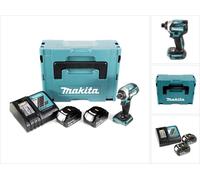 Makita DTD 154 RFJ 18 V Li-Ion Visseuse à chocs sans fil avec boîtier MakPac + 2x Batteries BL1830 3,0 Ah + Chargeur rapide DC18RC