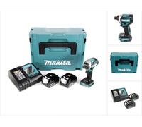 Makita DTD 154 RTJ 18 V Li-Ion Visseuse à chocs sans fil avec boîtier MakPac + 2x Batteries BL1850 5,0 Ah + Chargeur rapide DC18RC