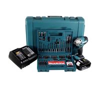 Makita DTD156SFK Visseuse à percussion sans fil 155Nm 18V 1/4" + 1x Batterie 3,0Ah + Chargeur + Coffret + Set de forêts et d'embouts, 100 pcs.