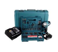 Makita DTD156SGK Visseuse à percussion sans fil 155Nm 18V 1/4" + 1x Batterie 6,0Ah + Chargeur + Coffret + Set de forêts et d'embouts, 100 pcs.
