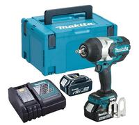 Makita DTW1002RTJ 18 V 1/2-Inch Square Drive LXT Li-Ion Brushless Impact Wrench with 2 x 5 A Batteries - Blue by