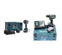Makita DTW1002RTJ - Clé à Chocs à Batterie 18 V 1/2 "1000 nm Bleu & Perceuse visseuse Brushless + 2 batteries 18V 5Ah Li-ion + coffret Makpac