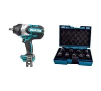 Makita DTW1002Z Clé à chocs sans balai, 1 000 N m, couleur bleue & D-41517 - Estuche llaves de vaso (9pcs)