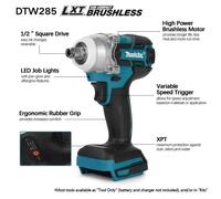 Makita DTW285 18V tournevis électrique sans brosse 280N.m 1/2 "prise perceuse-visseuse Rechargeable Compatible avec batterie Makita 18V Only tool