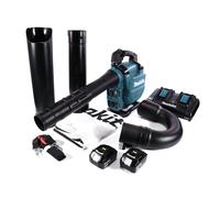 Makita DUB 363 PT2V Souffleur / aspirateur de feuilles à batterie 36 V ( 2x 18 V ) Brushless + kit d'aspiration + 2x batterie 5,0 Ah + chargeur double